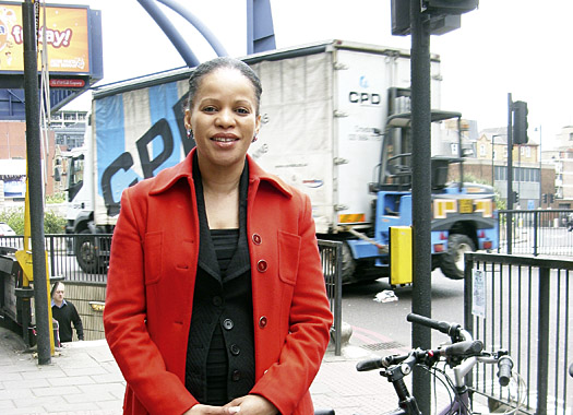 Councillor Claudia Webbe calls for cycle lane at Old Street roundabout inews040811_13