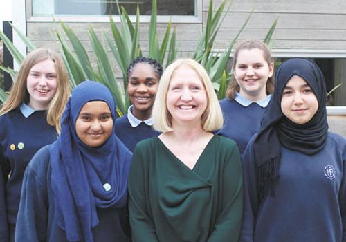 Ofsted inspectors rate girls’ school as ‘outstanding’ Highbury Fields pupils and Head Gladys Berry