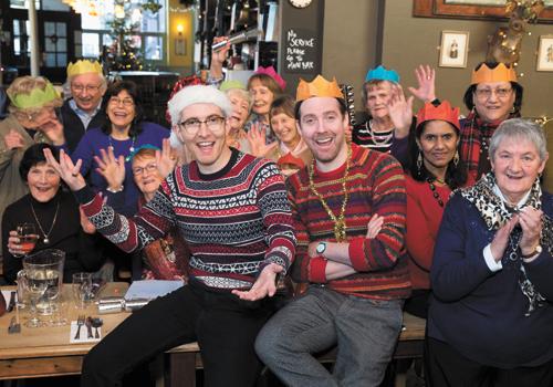 Pensioners are in good voice as Gareth Malone and Ricky Wilson visit for special Christmas dinner see-credit- Gareth Malone %26 Ricky 3 - credit Suzan Moore