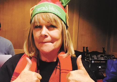 Linda Robson in Santa hat