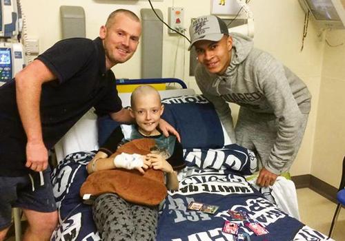 Tony Clark and dad Anthony with Dele Alli at Great Ormond Street Hospital