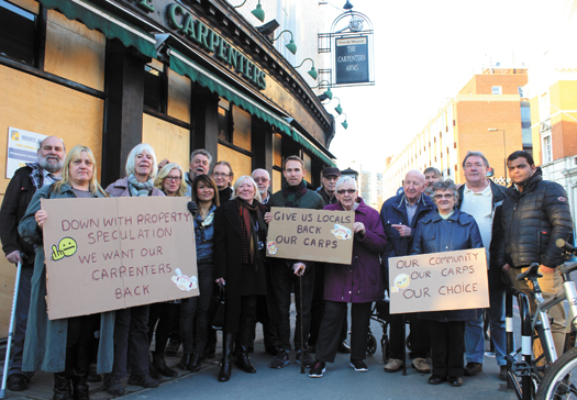 Carpenters campaigners drink to a ‘moral victory’ Carpenters Arms regulars protest