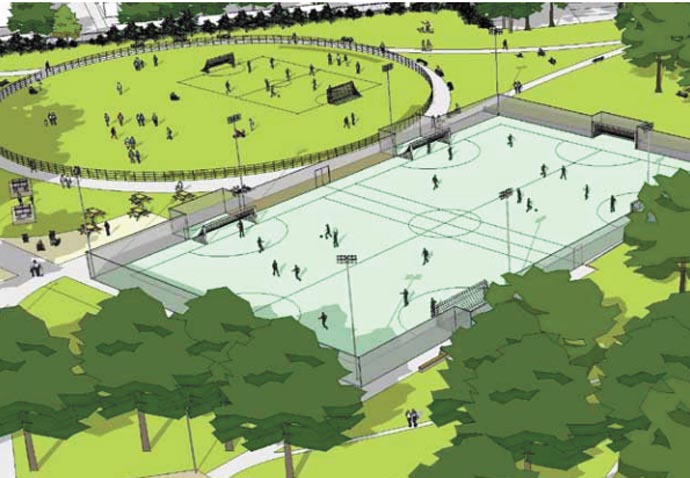 Will new plan end Barnard Park pitch battle? Barnard Park_artist's impression