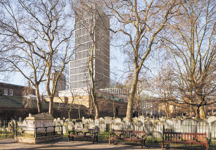 Historic Bunhill Fields burial ground set for skyscraper neighbour Bunhill Fields tower_artist impression