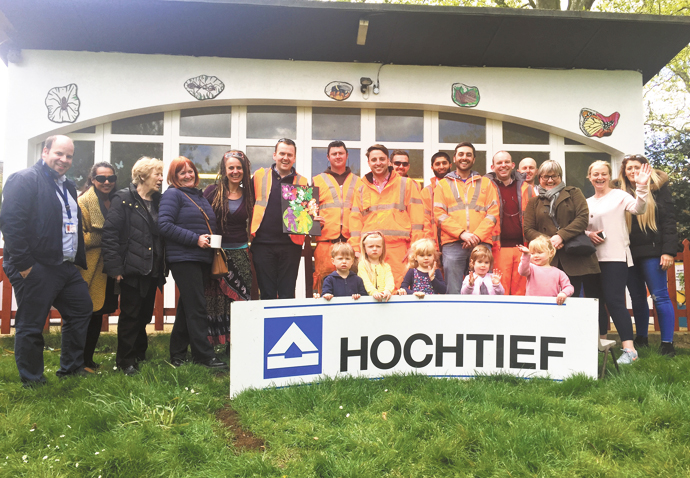 Bandstand plays on, thanks to workmen Workmen from construction firm Hochtief