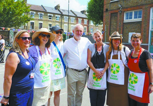 Corbyn takes time out in Ambler Primary School’s garden of delights Ambler Primary school and Jeremy Corbyn1