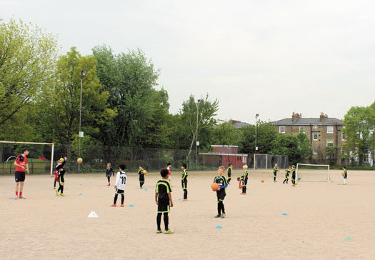 Sharing way to make Barnard Park a space that suits everyone Football at Barnard Park on the multi-purpose Redgra pitch