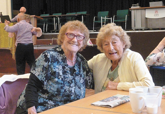 Tea, tango and quick-step time for a get-together Neighbours_FCV_Jessie Stafford and Iris Evans