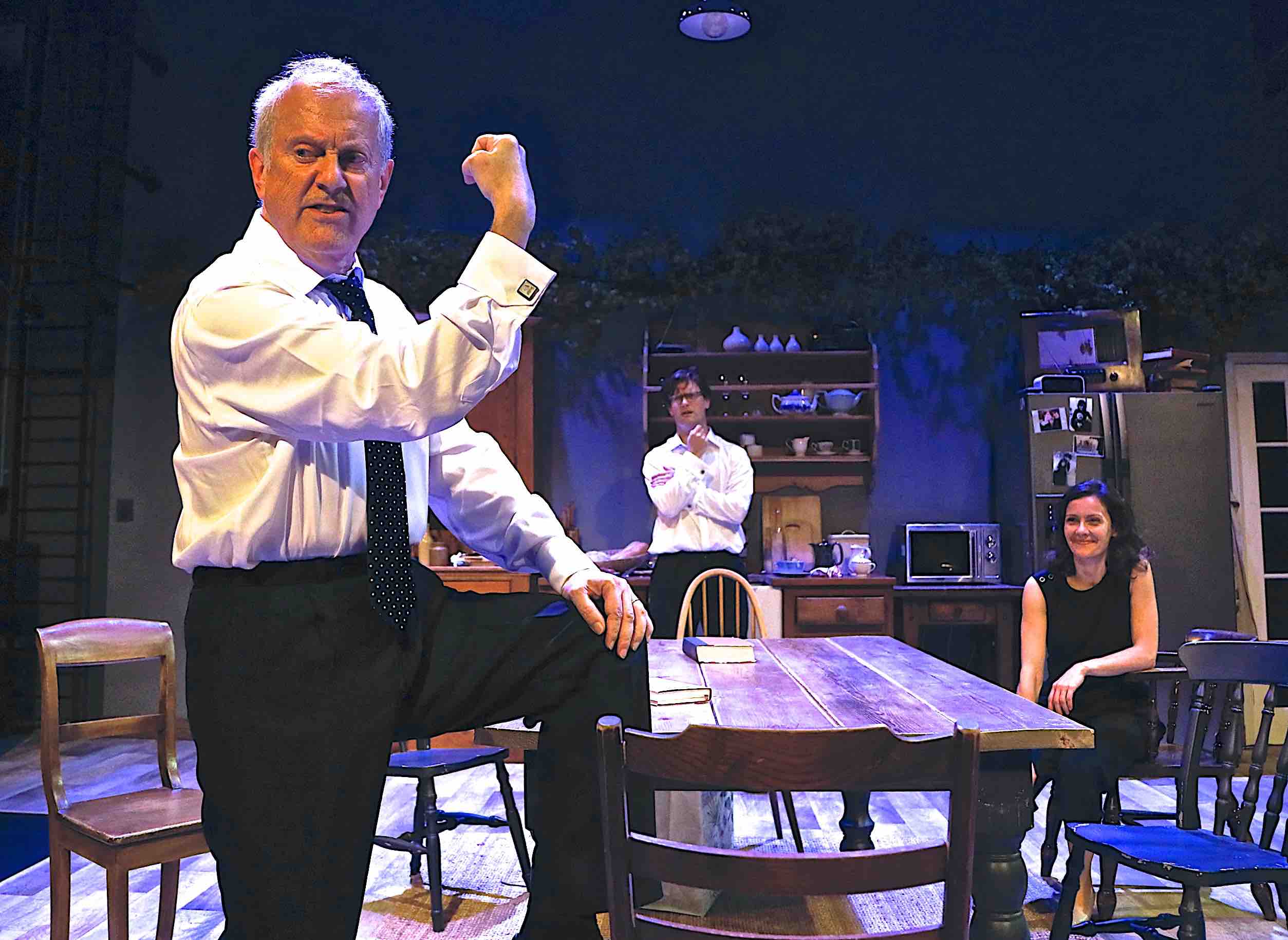 Hamlet(2); by William Shakespeare; Directed by Simon Evans; David Aula; with Benet Brandreth (Hamlet); Gyles Brandreth (Ghost/Claudius/ Polonius/ Player King); Kosha Engler (Gertrude/Horratio/ Ophelia/Rosencrantz); at The Park Theatre; London,UK; on 22 August 2017; Phitos by Francis Loney; T: 0207 254 1199; francisloney@talktalk.net; Unit One Quebec Wharf, 315 Kingsland Road, London, E8 4DJ.