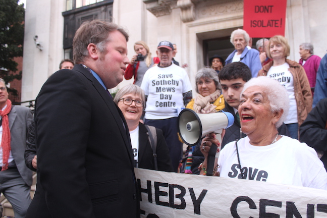 Councillors clash at protest to save Sotheby Mews day centre Cllr Ward Irma
