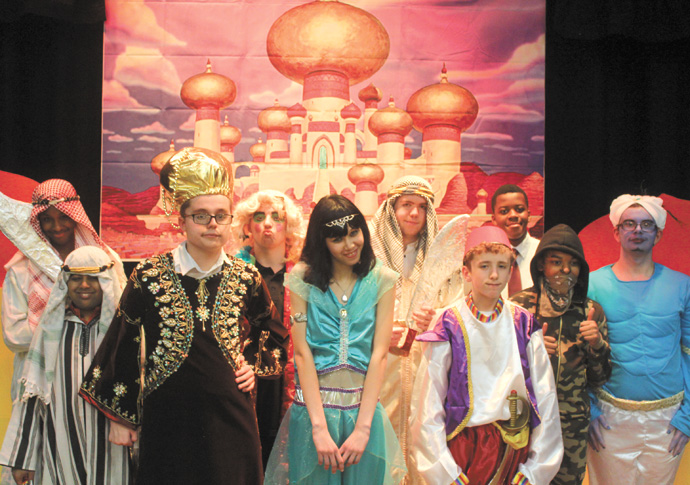 Aladdin confidence rubs off on pupils! Cast of Aladdin from Samuel Rhodes school