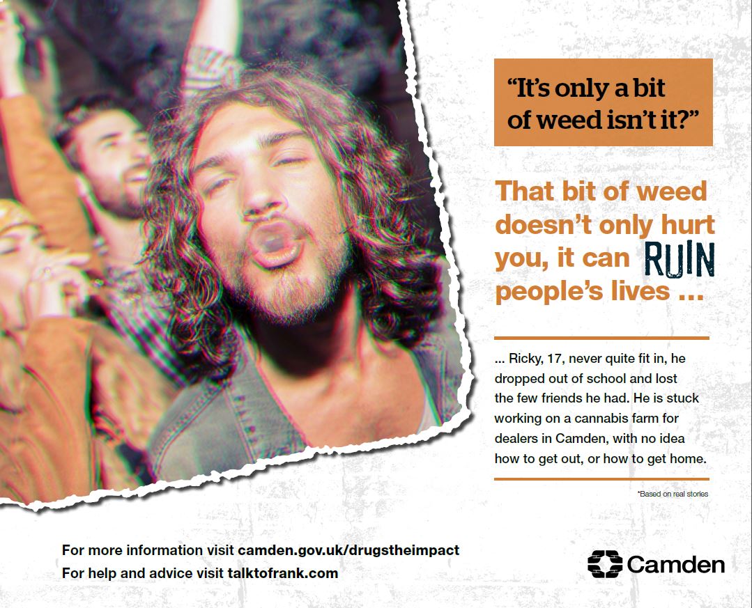 Council target cannabis smokers in ruined lives poster campaign Council cannabis poster