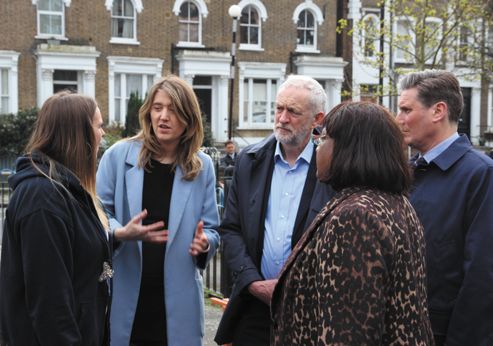 Jeremy Corbyn council leader Georgia Gould Diane Abbott and MP Keir Starmer chat to Sharley Peet-Newitt of NW5 Project