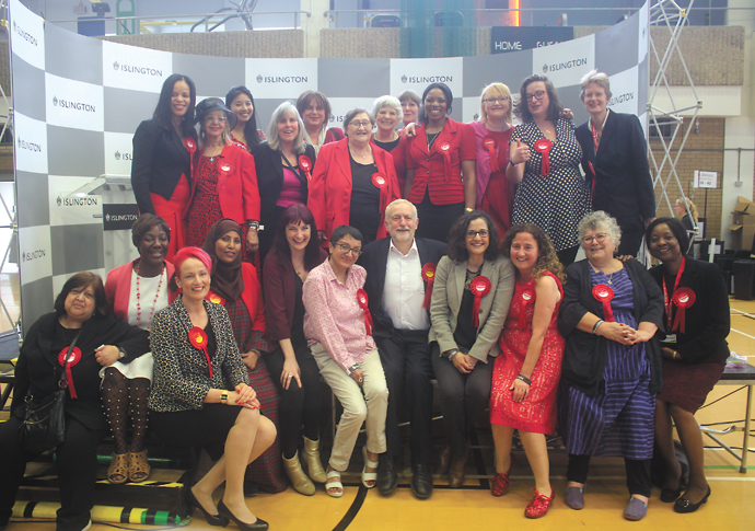Victorious Labour candidates with party leader Jeremy Corbyn
