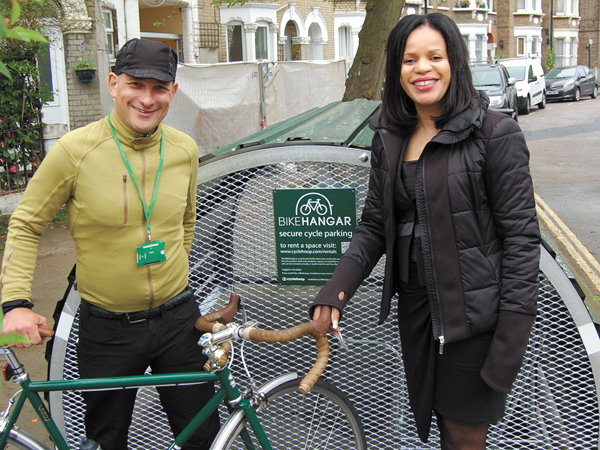 Cllr Claudia Webbe and cycling officer David Shannon