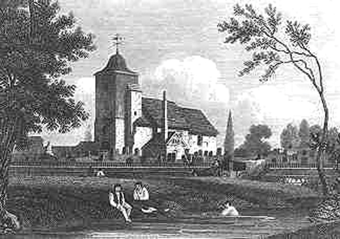 Follow the Fleet! River Fleet passing St_Pancras_Old_Church_in_1815