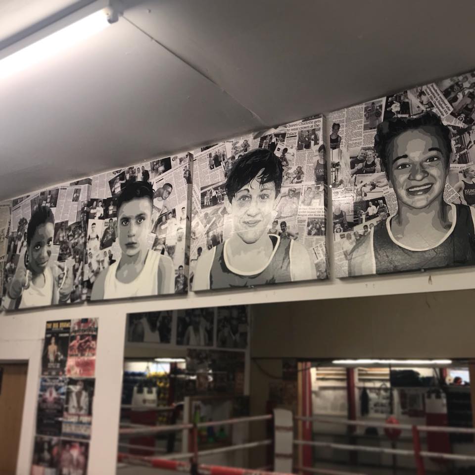 The wall of fame at Islington Boxing Club