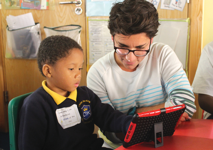 Cristina Santos from Christ the King school with pupil Caylan Smith
