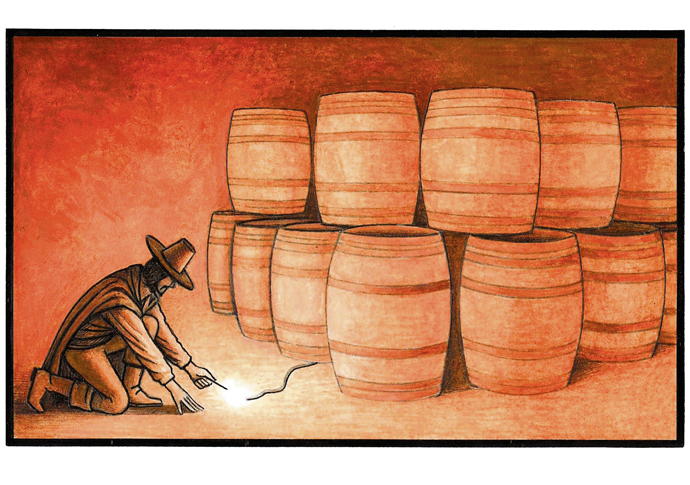 John Sadler cartoon fire works