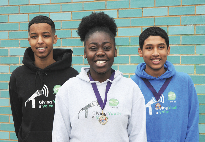 Islington’s new young mayor tears up her speech Abubakar Finiin Young Mayor Lydia Banjo and Deputy Young Mayor Arkan Ali Akiil credit Keith Emmitt Pho