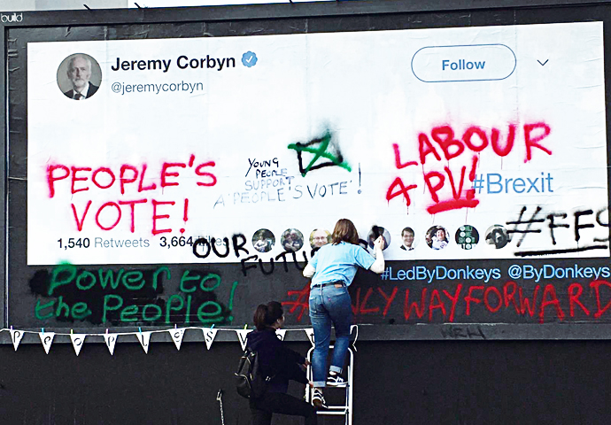Young voters’ Brexit appeal on Hornsey Road billboard Led By Donkeys billboard IMG_5167