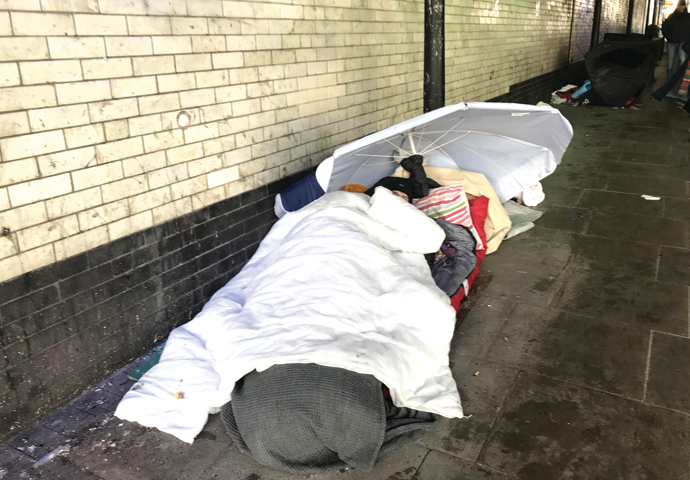 Street volunteers: ‘We’ll go to war for the homeless’ Rough sleeper at the Stroud Green Road bridge
