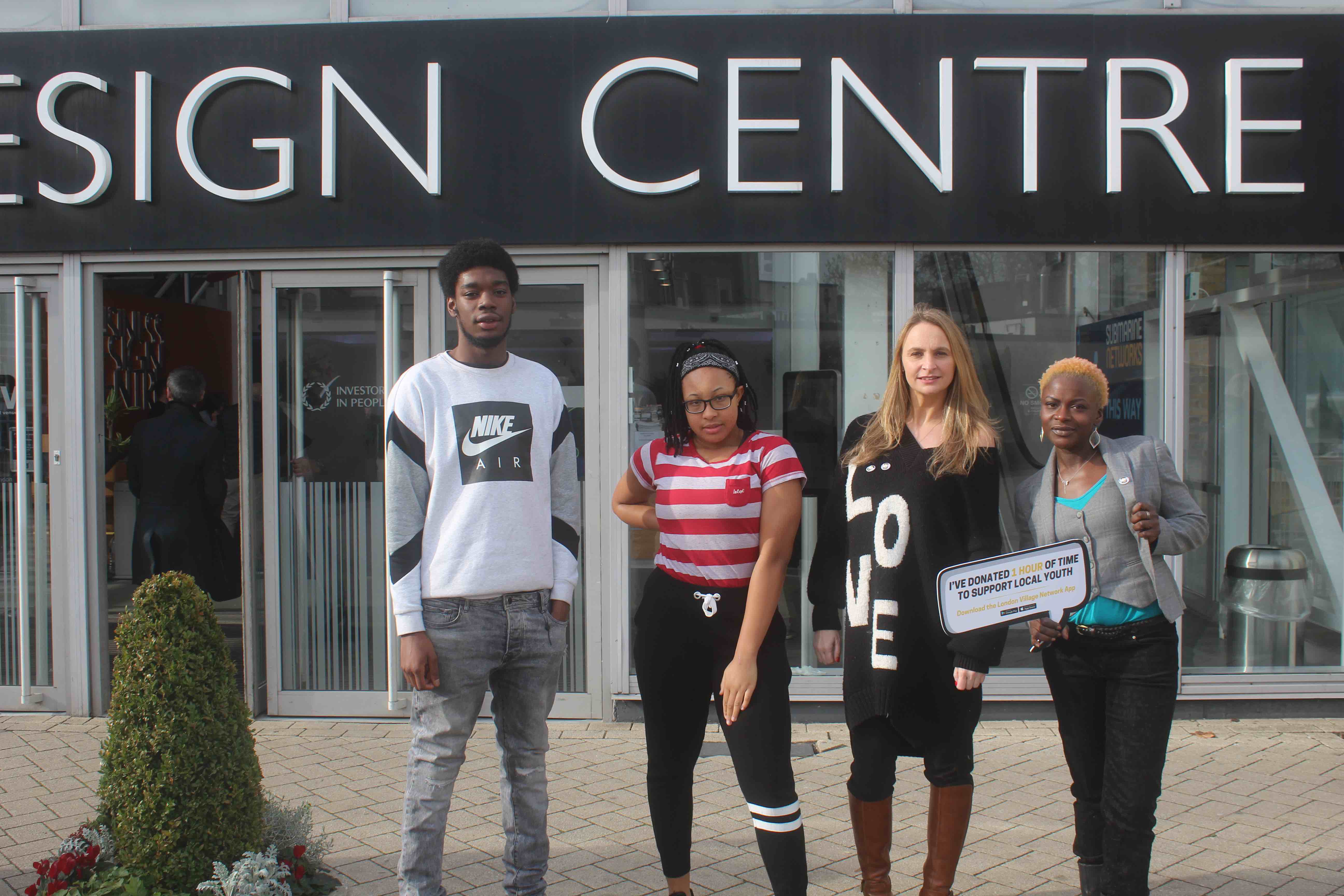 Islington mum issues knife crime challenge aa l-r, Janeal Williams-Lauder, Chiehanna Bennett (both teens who use LVN), Rachael, Olayinka Sobitan-Solomon (LVN employee)