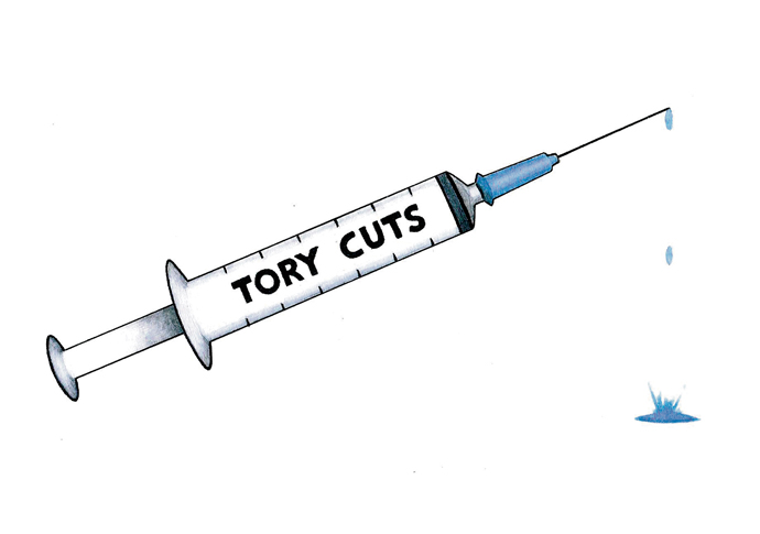 John Sadler NHS Tory Cuts cartoon