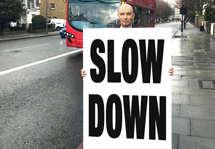 Painter spells out safety message for Tollington Road buses Morgan Penn
