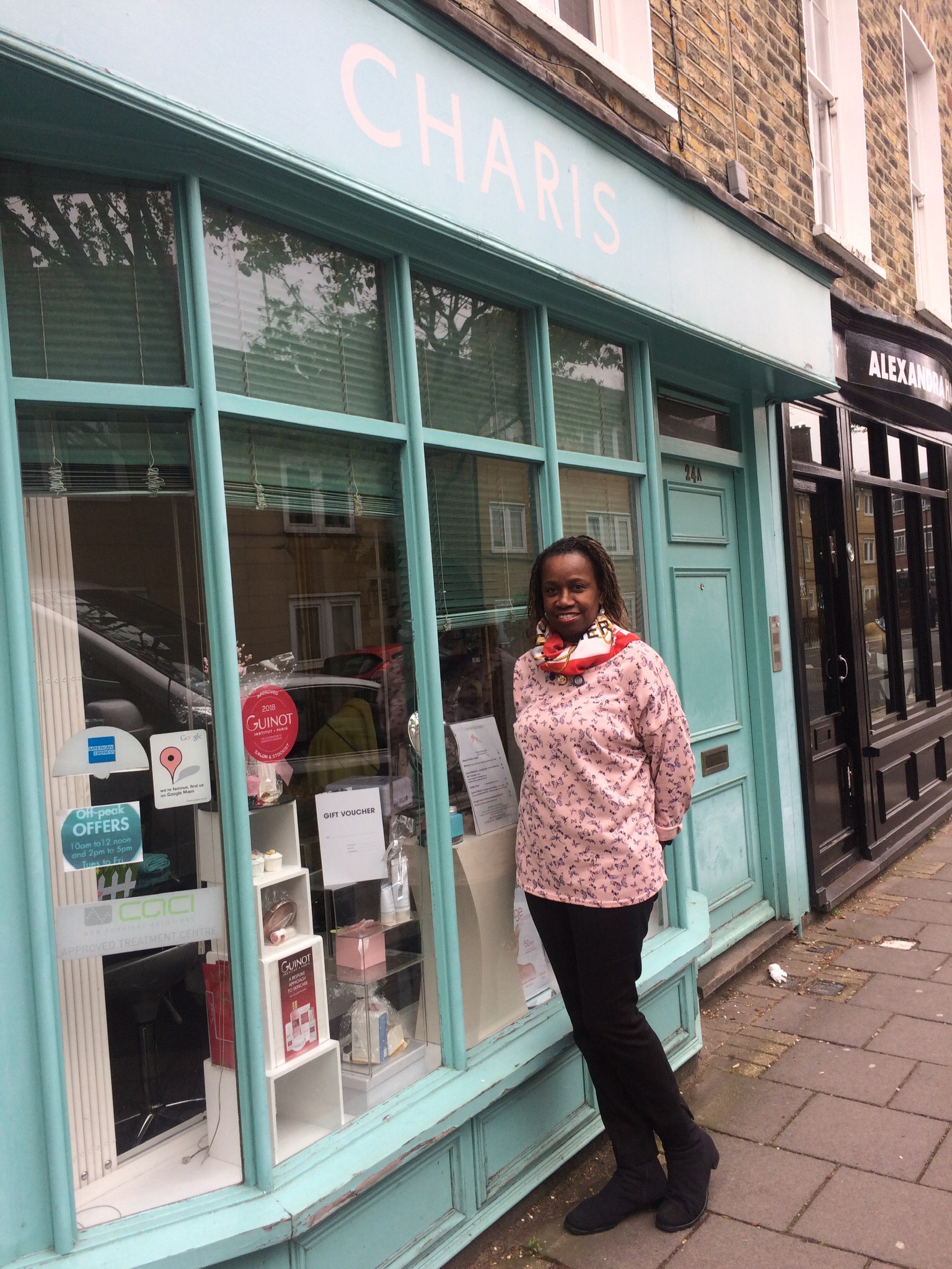 Sevtlana Edwards outside Charis Beauty Clinic