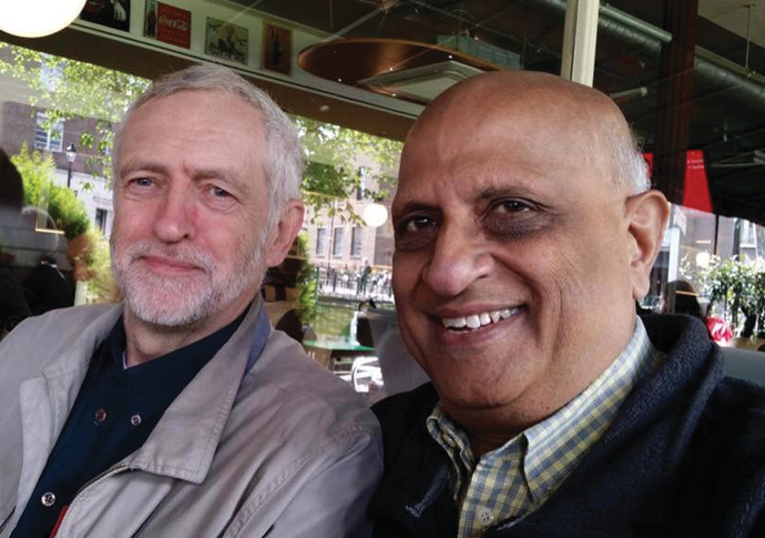 Narendra Makanji with Jeremy Corbyn