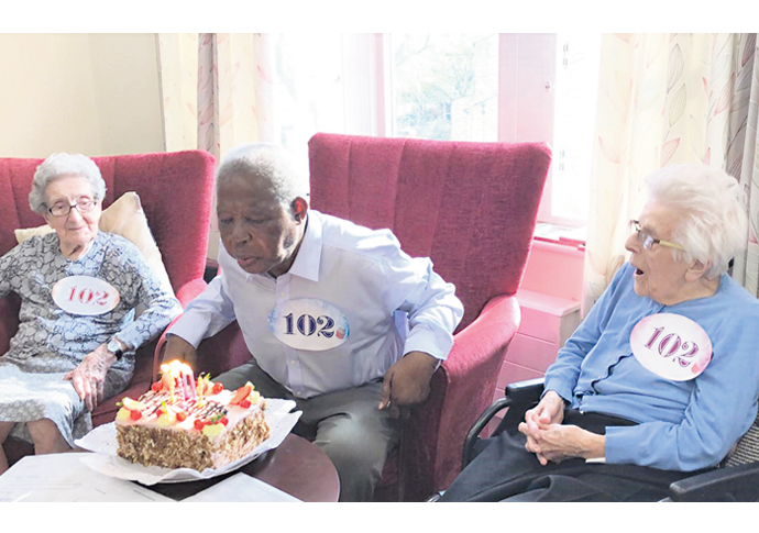 We’re all 102! Surprise party for three centenarians Violet Udall Lawrence Vambe and Rosina Croft