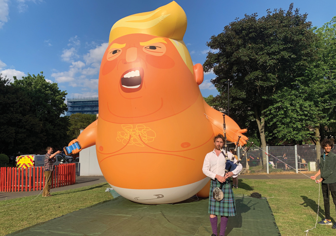 More hot air as Trump returns Babpipe Trump blimp