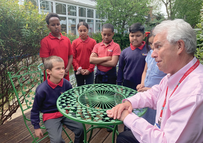Duncombe Primary School pupils interview retiring headteacher Barry O'Shea and pupils