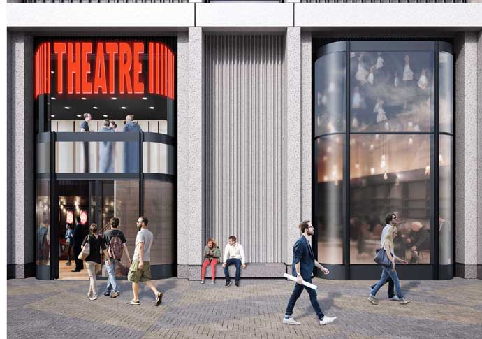 Waiting in the wings… a new theatre CGI Theatre Entrance at King's Cross - AHMM