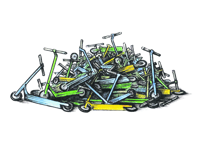 The scooter isn’t without its problems John Sadler electric scooter cartoon