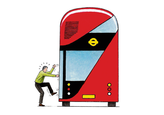 John Sadler bus cartoon