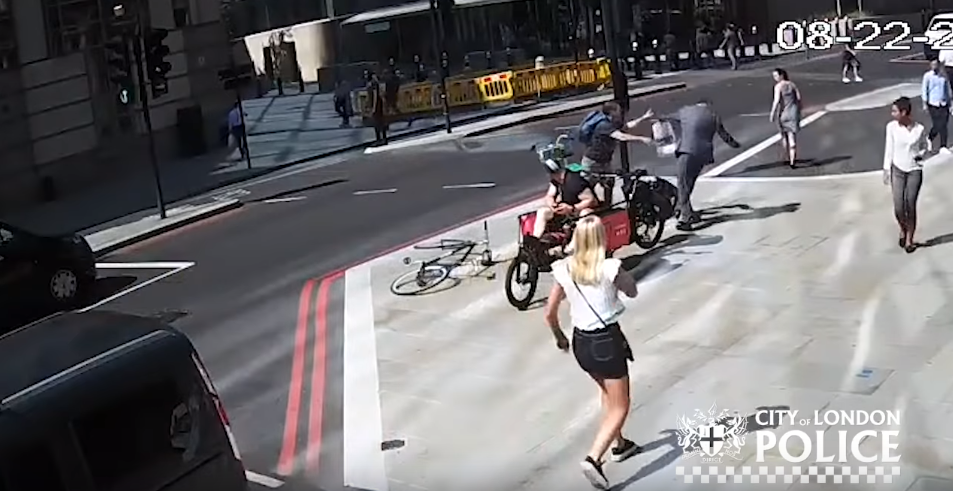 Cyclist headbutts pedestrian in Farringdon sparking police hunt head-butt