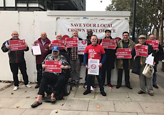 Union fights to save ‘constantly busy’ Old Street post office from closure CWU_protest at Old Street post office
