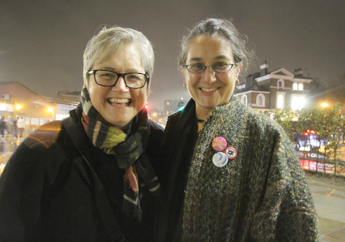 Green parliamentary candidates Caroline Russell and Talia Hussain