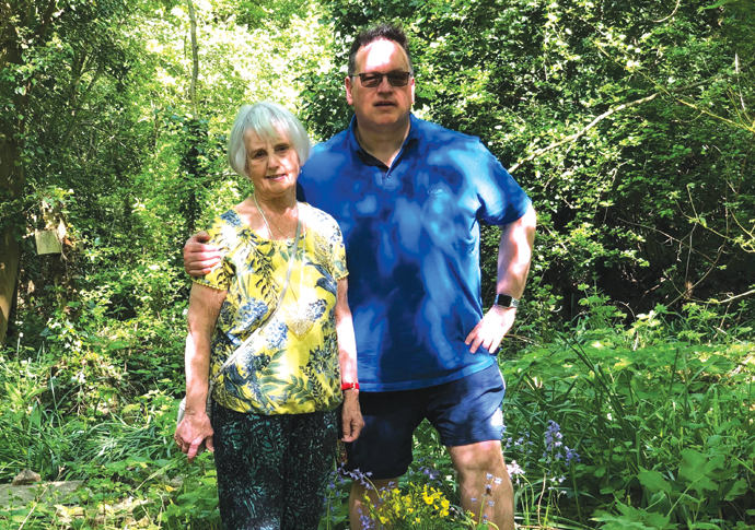 Gillian and Andrew at Sybil's grave