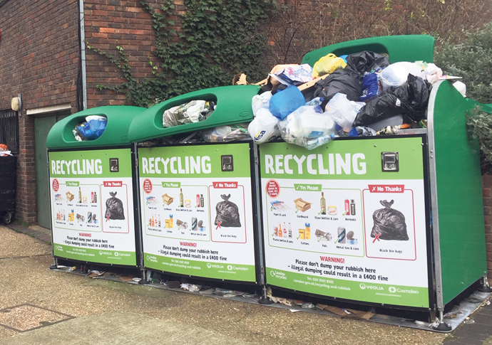 Only a quarter of Camden’s rubbish recycled amid highest fly-tipping rate in England Recycling bins - Malden Road