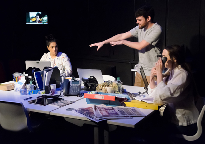 Review: Tell It Slant, at Hope Theatre Alia Sohail Joshua Jewkes and Clíodhna McCorley in Tell It Slant