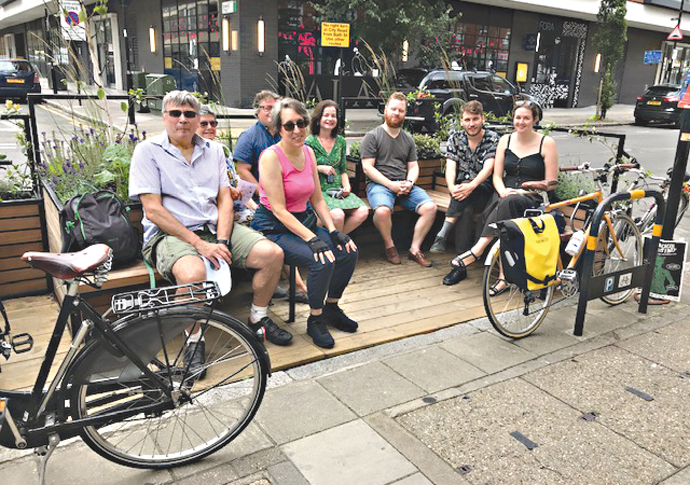 Parklet cyclists