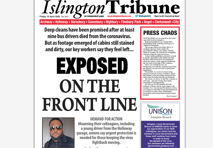 Well done the Trib for keeping us sane Trib front page April 10