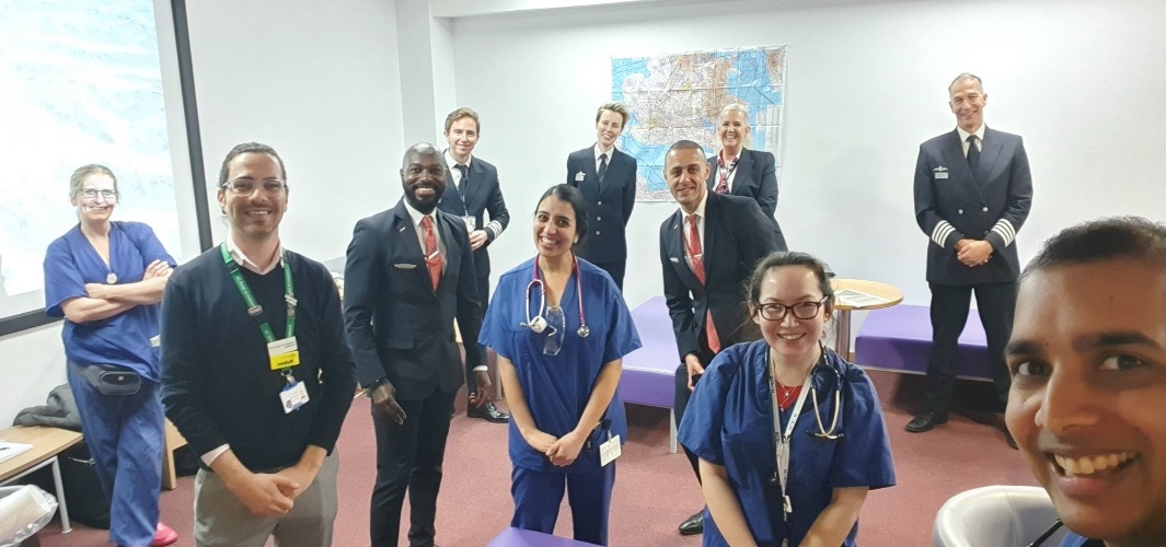 Grounded pilots and airline crews serving up teas to NHS staff at the Whittington airline-copy