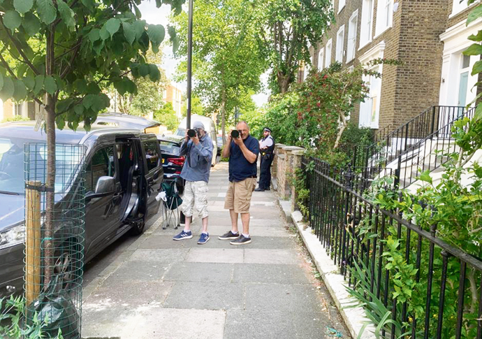 Cummings’ neighbours under siege in storm over lockdown drive Dominic Cummings photographers on pavement