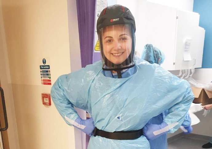 Here comes the bride… all dressed in blue PPE Olivia Hall_2