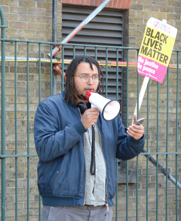 Black Lives Matter poem moves crowd during protest outside police station Screen Shot 2020-07-24 at 11.39.12
