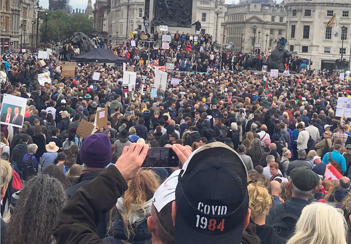Anti Covid demo Trafalgar Square